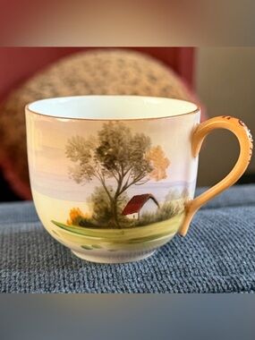 Antique Noritake Tree in the Meadow Tea Cup, Hand-painted, 2”